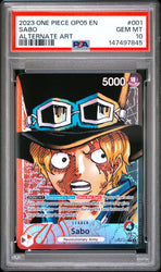 Graded 2023 One Piece Sabo #001 Alt Art Awakening of the New Era OP05 Trading Card Game PSA 10 Gem Mint (ONLINE ORDER ONLY)