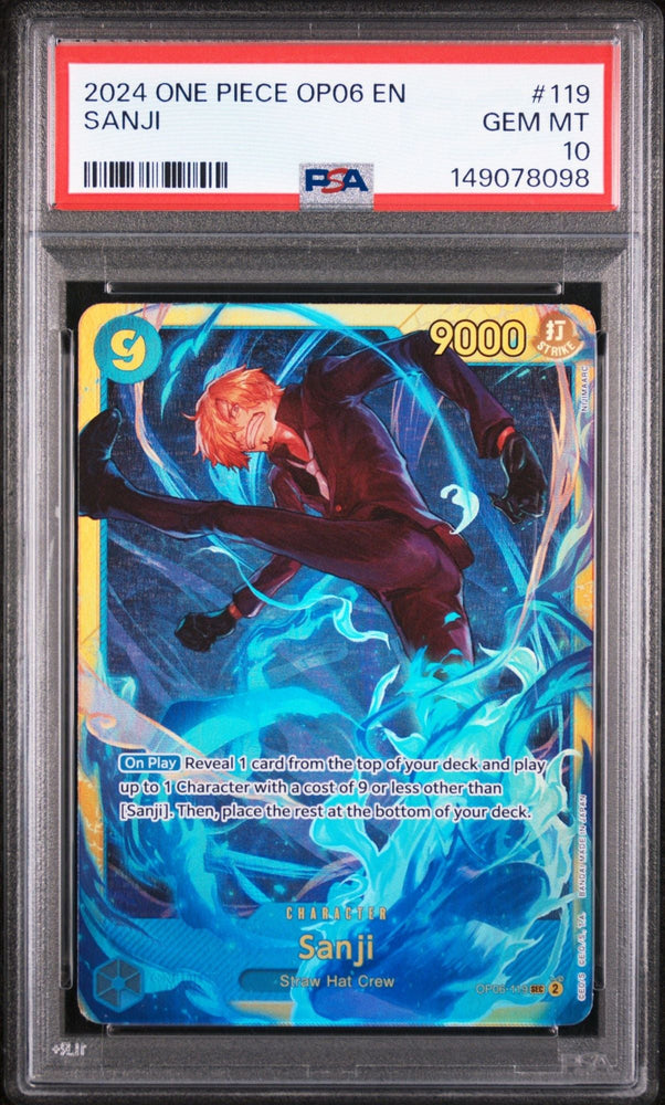 Graded 2024 One Piece Sanji #119 OP06 Wings of the Captain Trading Card Game PSA 10 Gem Mint (ONLINE ORDER ONLY)