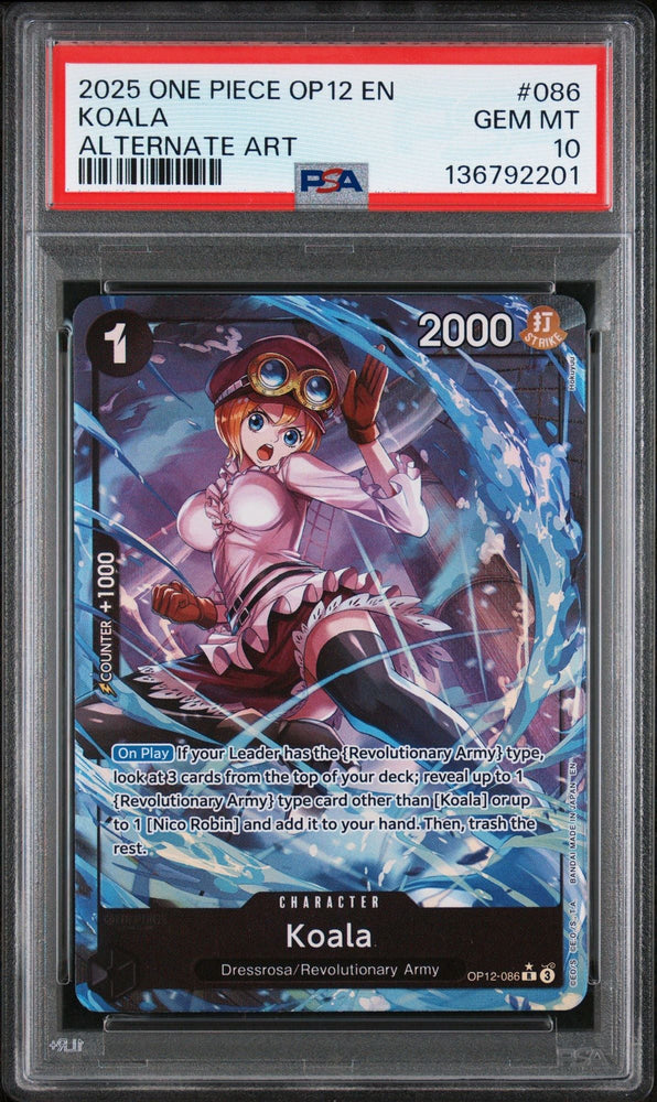 Graded 2025 One Piece Koala #086 Alt Art OP12 Trading Card Game PSA 10 Gem Mint (ONLINE ORDER ONLY)