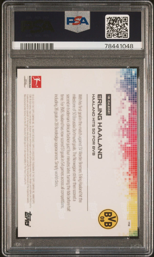 Graded 2020 Topps Now Bundesliga Erling Haaland #172 Hits 50 for BVB Soccer Card PSA 10 Gem Mint (ONLINE ORDER ONLY)