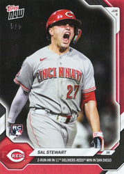2026 Topps Now Sal Stewart #309 Red Foil /5 2nd Home Run in 11th Delivers Reds Win in San Diego Cincinnati Reds Rookie RC Baseball Card (ONLINE ORDER ONLY)