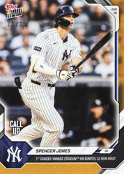 2026 Topps Now Spencer Jones #342 Orange Foil /25 1st Career Yankee Stadium Home Run Ignites 12 Run Rout New York Yankees Rookie RC Baseball Card (ONLINE ORDER ONLY)