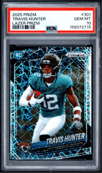 Graded 2025 Panini Prizm Travis Hunter #301 Lazer Prizm Rookie RC Football Card PSA 10 Gem Mint (ONLINE ORDER ONLY)
