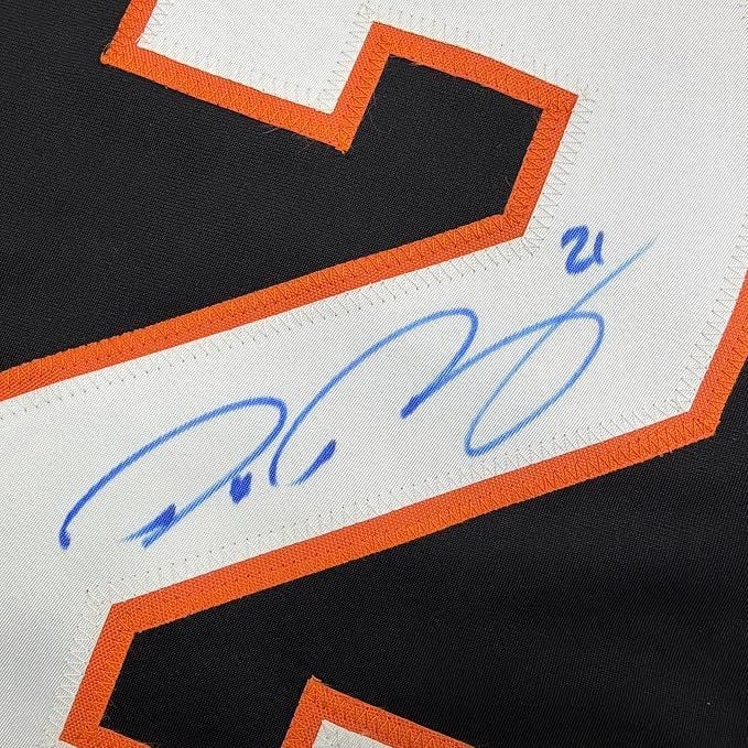 Framed Autographed/Signed Peter Forsberg 35x39 Philadelphia Black Hockey Jersey JSA COA (ONLINE ORDER ONLY)