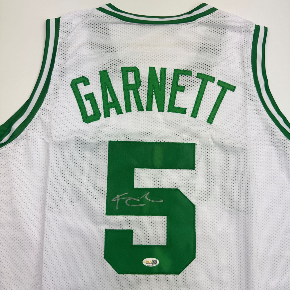 Autographed/Signed Kevin Garnett Boston White Basketball Jersey Beckett BAS COA (ONLINE ORDER ONLY)