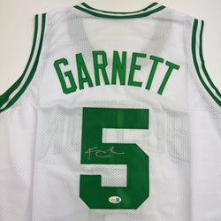 Autographed/Signed Kevin Garnett Boston White Basketball Jersey Beckett BAS COA (ONLINE ORDER ONLY)