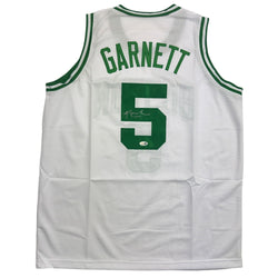 Autographed/Signed Kevin Garnett Boston White Basketball Jersey Beckett BAS COA (ONLINE ORDER ONLY)