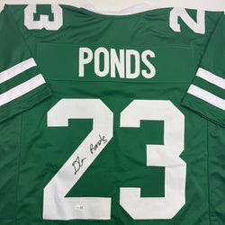 Autographed/Signed D'Angelo Ponds New York Green Football Jersey JSA COA (ONLINE ORDER ONLY)