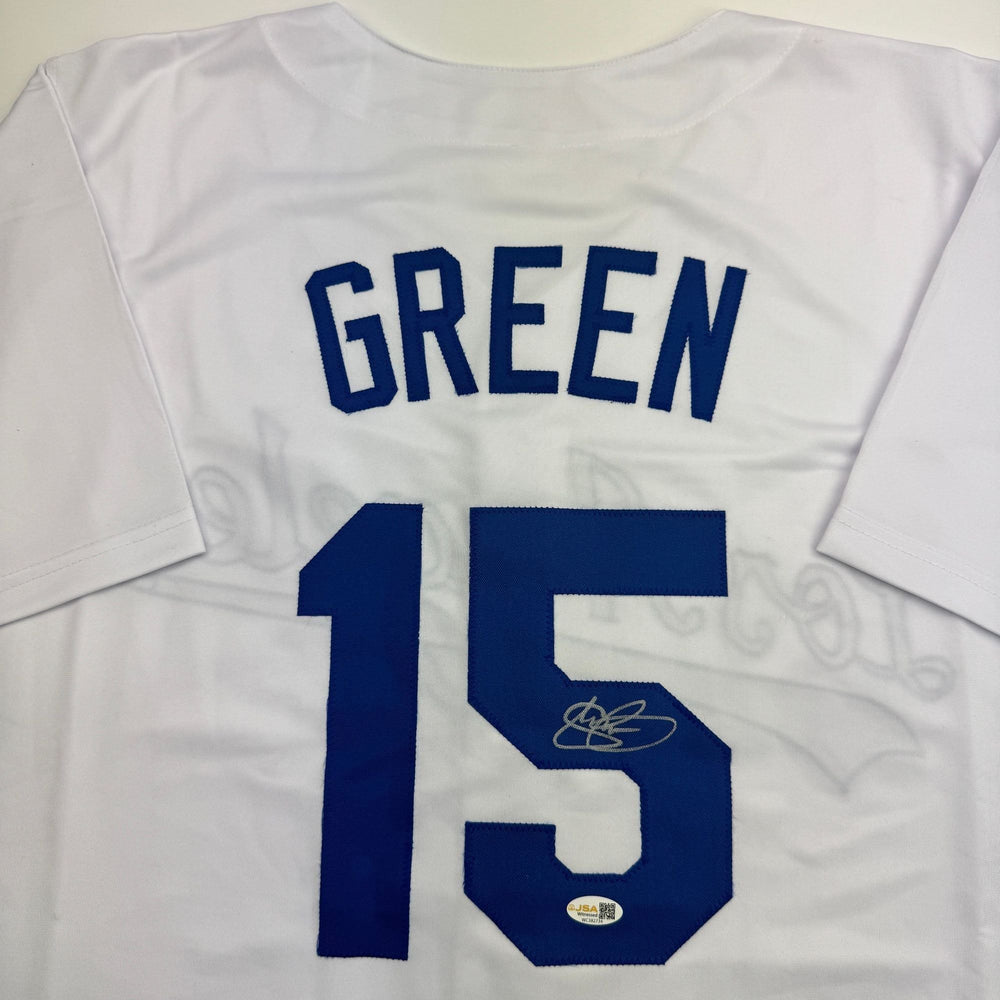 Autographed/Signed Shawn Green Los Angeles White Baseball Jersey JSA COA (ONLINE ORDER ONLY)