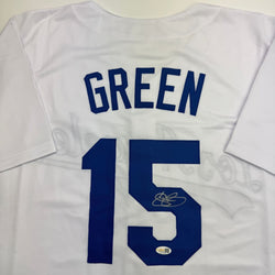 Autographed/Signed Shawn Green Los Angeles White Baseball Jersey JSA COA (ONLINE ORDER ONLY)