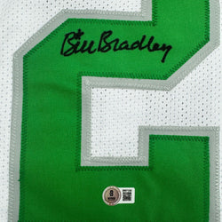 Autographed/Signed Bill Bradley Philadelphia White Football Jersey Beckett BAS COA (ONLINE ORDER ONLY)