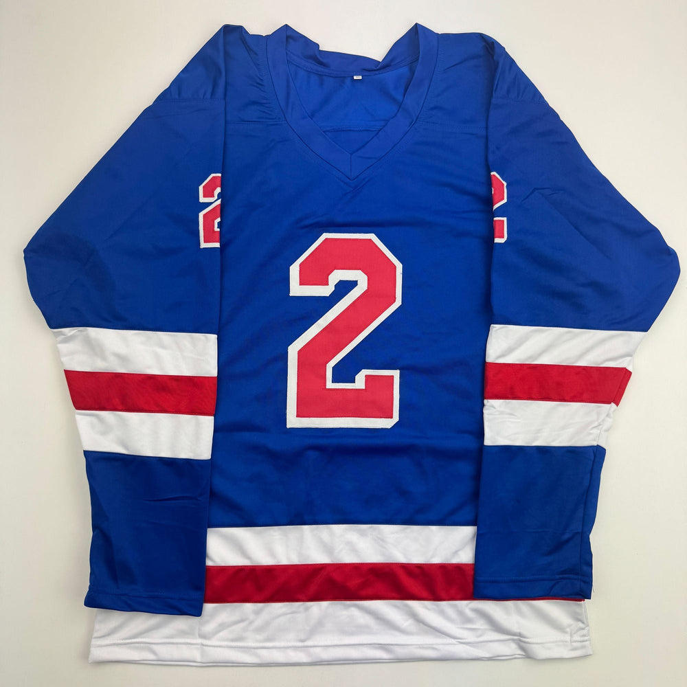 Autographed/Signed Brad Park New York Blue Hockey Jersey JSA COA (ONLINE ORDER ONLY)