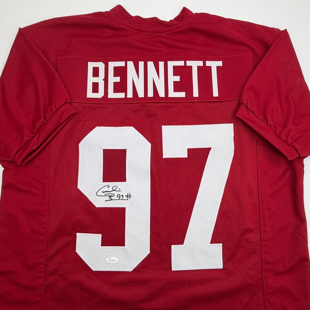 Autographed/Signed Cornelius Bennett Alabama Red College Football Jersey Beckett BAS COA (ONLINE ORDER ONLY)