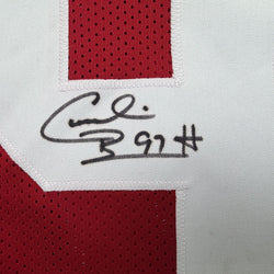 Autographed/Signed Cornelius Bennett Alabama Red College Football Jersey Beckett BAS COA (ONLINE ORDER ONLY)