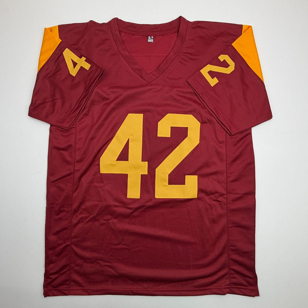 Autographed/Signed Uchenna Nwosu USC Southern Cal Red College Football Jersey Beckett BAS COA (ONLINE ORDER ONLY)