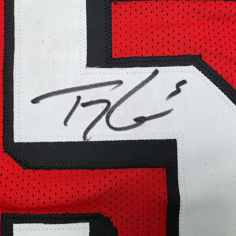 Autographed/Signed Trey Lance San Francisco Red Alternate Football Jersey Beckett BAS COA (ONLINE ORDER ONLY)