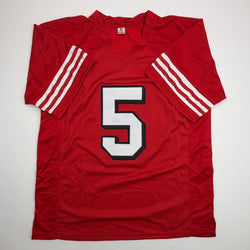 Autographed/Signed Trey Lance San Francisco Red Alternate Football Jersey Beckett BAS COA (ONLINE ORDER ONLY)