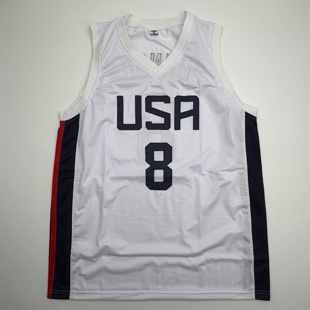 Autographed/Signed Joe Johnson United States USA Olympic White Basketball Jersey Beckett BAS COA (ONLINE ORDER ONLY)
