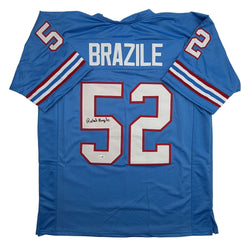 Autographed/Signed Robert Brazile Houston Blue Football Jersey JSA COA (ONLINE ORDER ONLY)