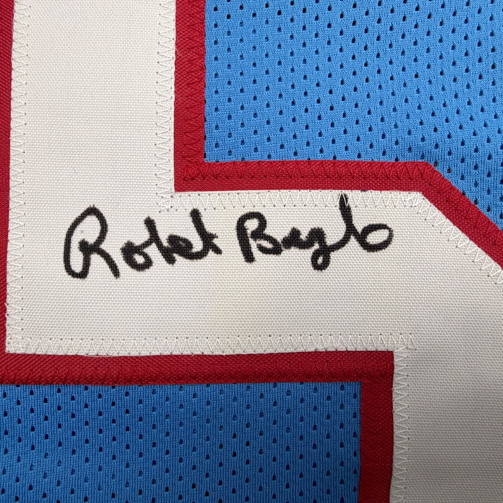 Autographed/Signed Robert Brazile Houston Blue Football Jersey JSA COA (ONLINE ORDER ONLY)