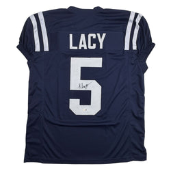 Autographed/Signed Kewan Lacy Ole Miss Blue College Football Jersey JSA COA (ONLINE ORDER ONLY)