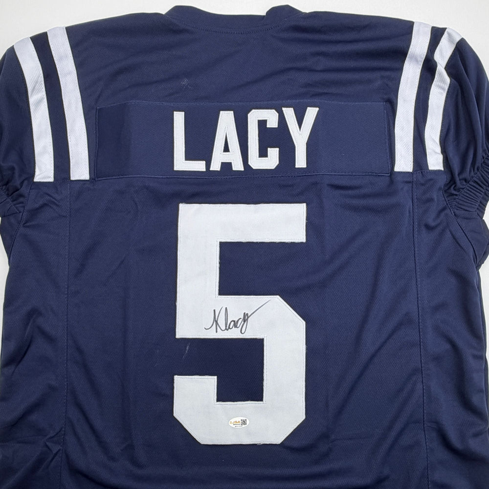 Autographed/Signed Kewan Lacy Ole Miss Blue College Football Jersey JSA COA (ONLINE ORDER ONLY)