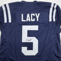 Autographed/Signed Kewan Lacy Ole Miss Blue College Football Jersey JSA COA (ONLINE ORDER ONLY)