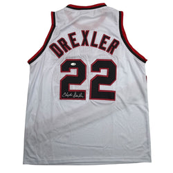 Autographed/Signed Clyde Drexler Portland White Basketball Jersey JSA COA (ONLINE ORDER ONLY)
