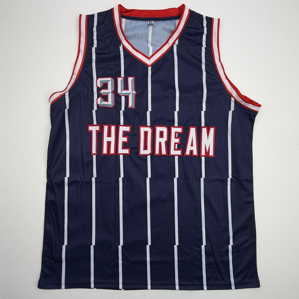 Autographed/Signed Hakeem Olajuwon Houston Blue Basketball Jersey JSA COA (ONLINE ORDER ONLY)