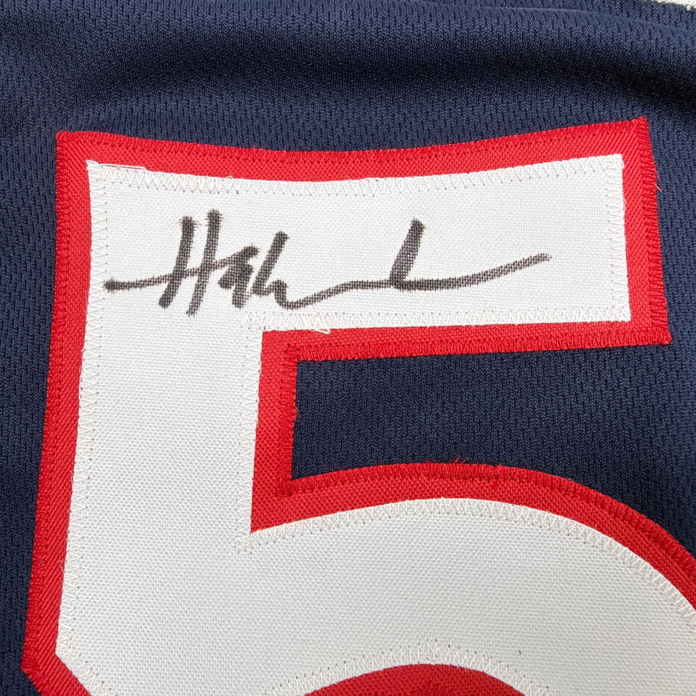 Autographed/Signed Hakeem Olajuwon United States USA Olympics Blue Basketball Jersey JSA COA (ONLINE ORDER ONLY)