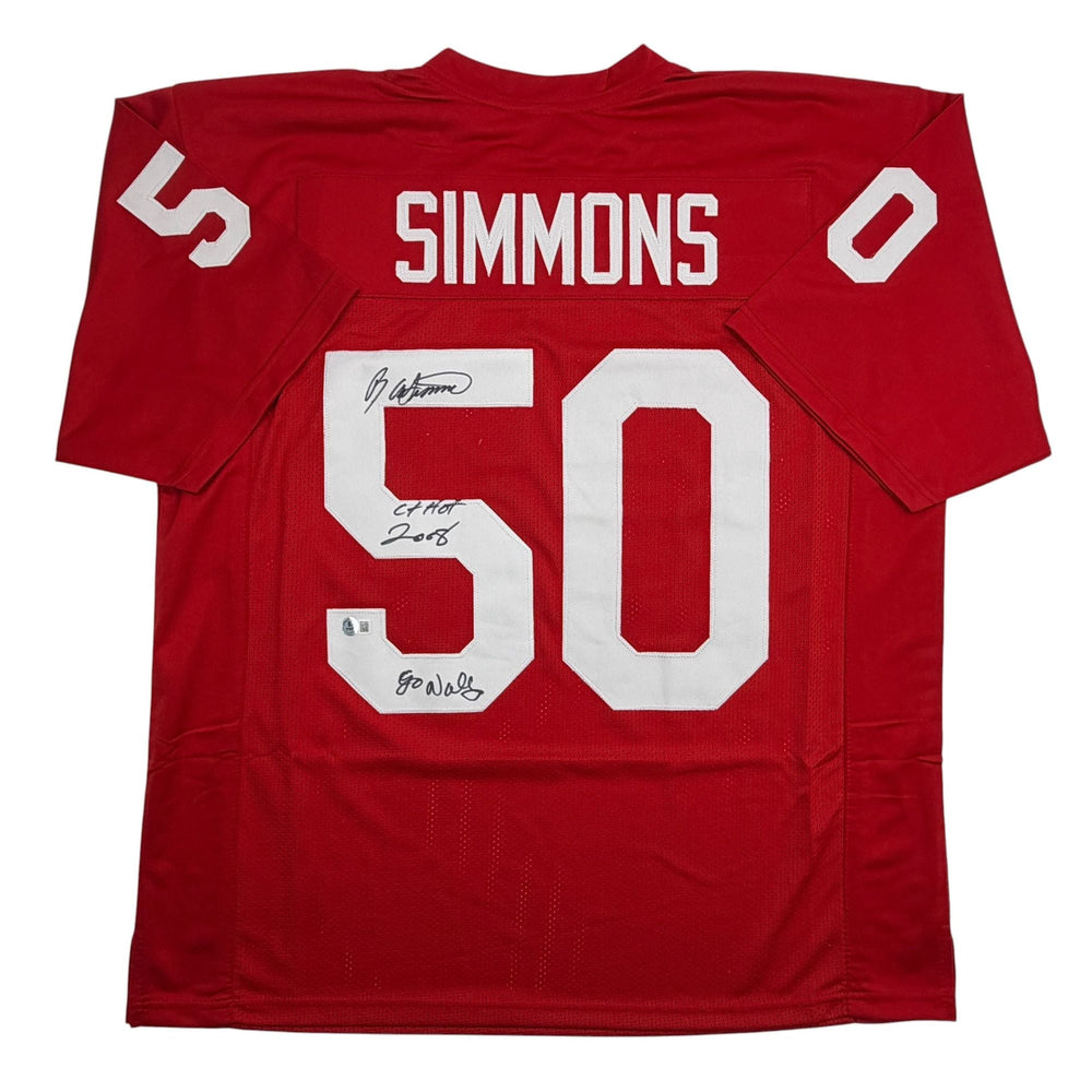 Autographed/Signed Ron Simmons Florida State FSU Red College Football Jersey Beckett BAS COA (ONLINE ORDER ONLY)