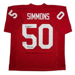 Autographed/Signed Ron Simmons Florida State FSU Red College Football Jersey Beckett BAS COA (ONLINE ORDER ONLY)