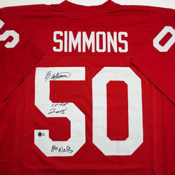 Autographed/Signed Ron Simmons Florida State FSU Red College Football Jersey Beckett BAS COA (ONLINE ORDER ONLY)