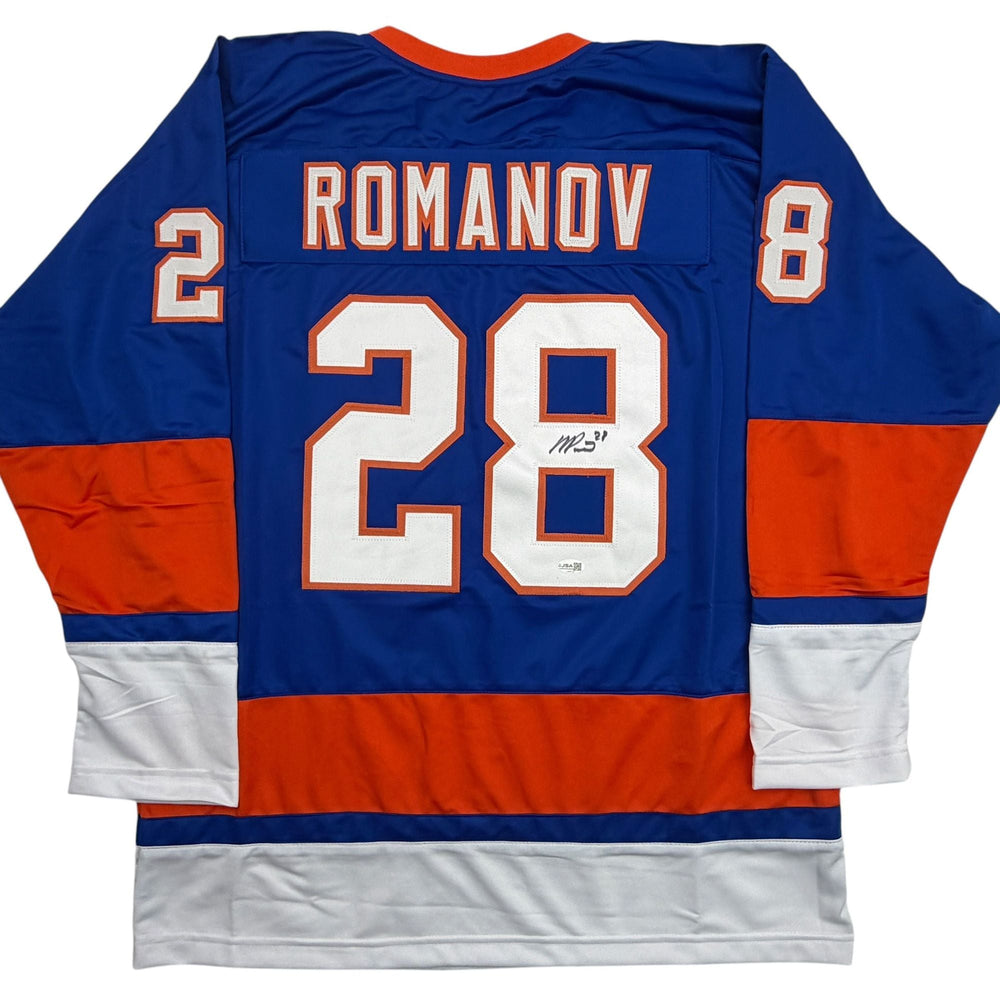 Autographed/Signed Alexander Romanov New York Blue Hockey Jersey JSA COA (ONLINE ORDER ONLY)