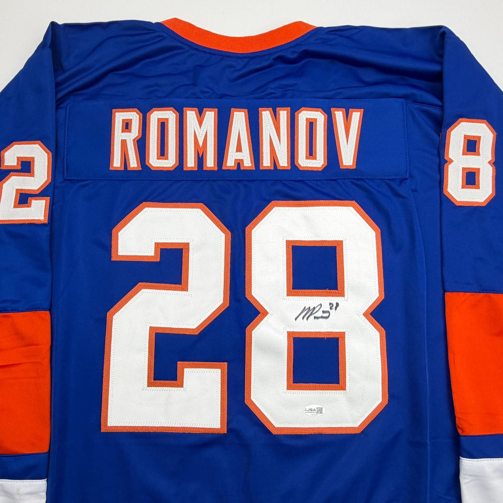 Autographed/Signed Alexander Romanov New York Blue Hockey Jersey JSA COA (ONLINE ORDER ONLY)