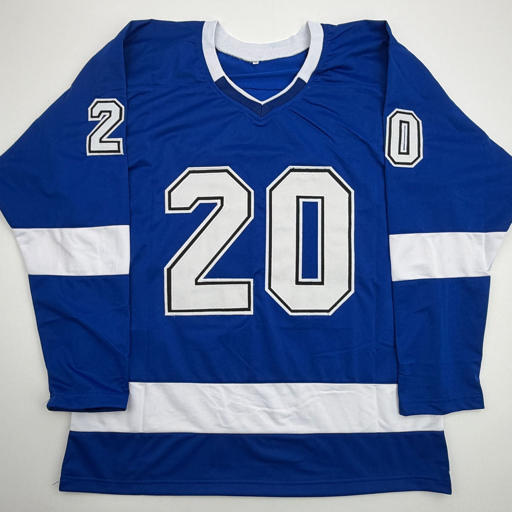 Autographed/Signed Nick Paul Tampa Bay Blue Hockey Jersey JSA COA (ONLINE ORDER ONLY)