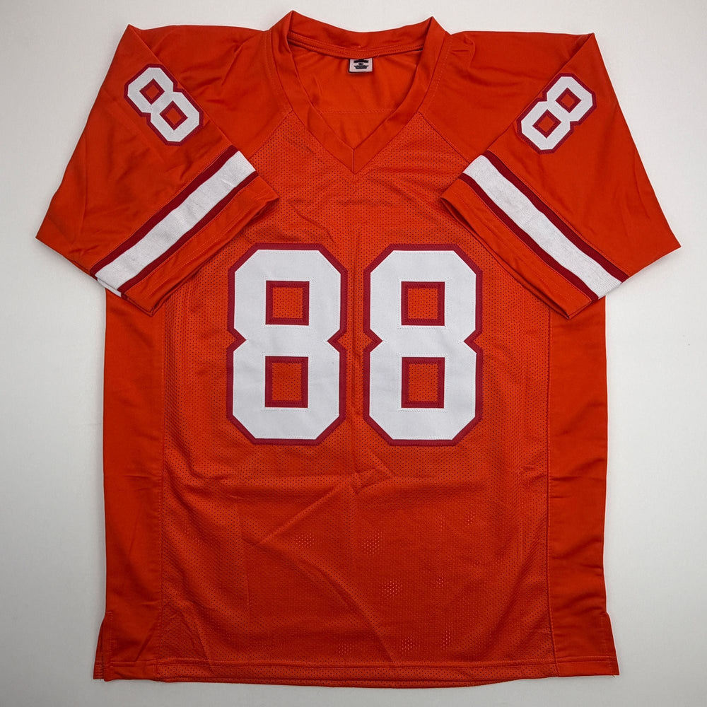 Autographed/Signed Jimmie Giles Tampa Bay Orange Football Jersey JSA COA (ONLINE ORDER ONLY)