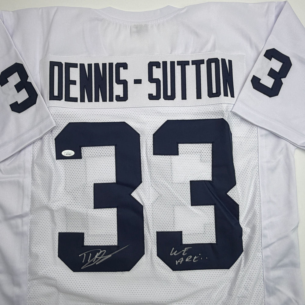 Autographed/Signed Dani Dennis-Sutton Penn State White College Football Jersey JSA COA (ONLINE ORDER ONLY)