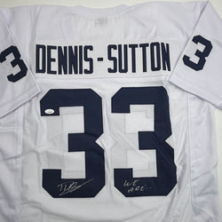 Autographed/Signed Dani Dennis-Sutton Penn State White College Football Jersey JSA COA (ONLINE ORDER ONLY)