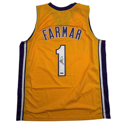 Autographed/Signed Jordan Farmar Los Angeles Yellow Basketball Jersey Upper Deck UDA COA (ONLINE ORDER ONLY)