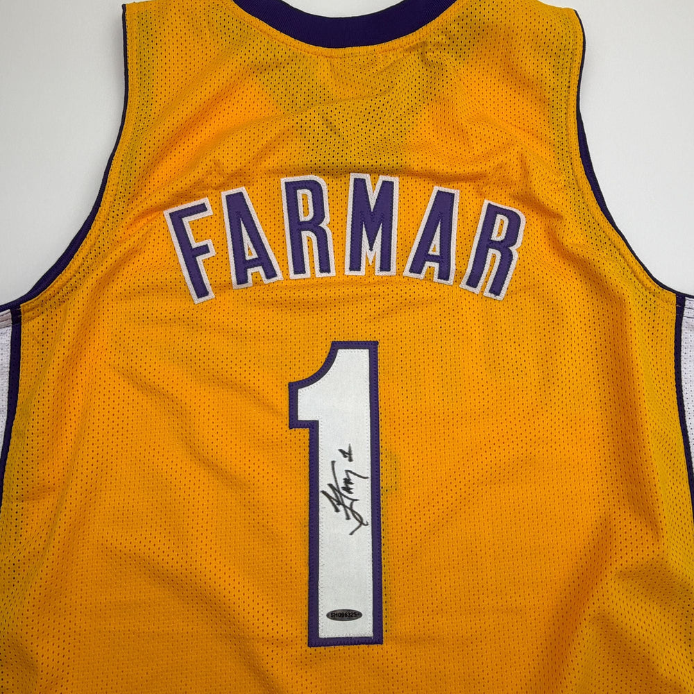 Autographed/Signed Jordan Farmar Los Angeles Yellow Basketball Jersey Upper Deck UDA COA (ONLINE ORDER ONLY)