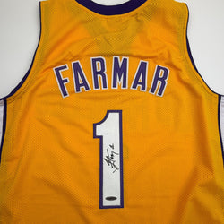 Autographed/Signed Jordan Farmar Los Angeles Yellow Basketball Jersey Upper Deck UDA COA (ONLINE ORDER ONLY)