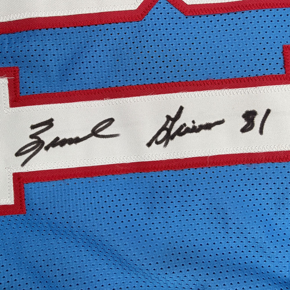 Autographed/Signed Ernest Givins Houston Blue Football Jersey JSA COA (ONLINE ORDER ONLY)
