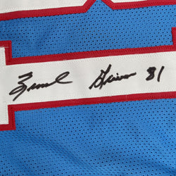 Autographed/Signed Ernest Givins Houston Blue Football Jersey JSA COA (ONLINE ORDER ONLY)