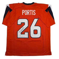 Autographed/Signed Clinton Portis Denver Current Orange Football Jersey JSA COA (ONLINE ORDER ONLY)