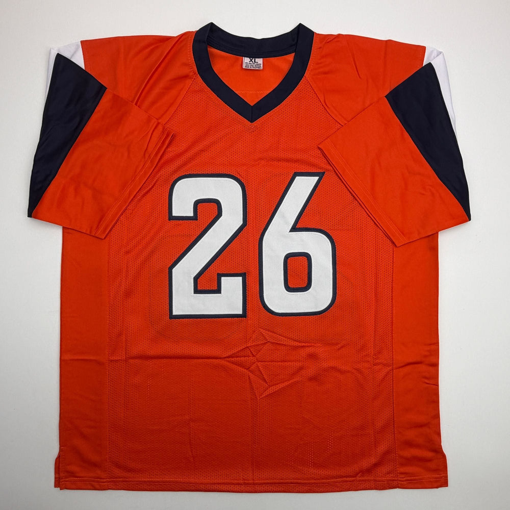 Autographed/Signed Clinton Portis Denver Current Orange Football Jersey JSA COA (ONLINE ORDER ONLY)