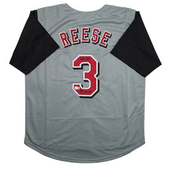 Autographed/Signed Pokey Reese Cincinnati Grey Baseball Jersey Beckett BAS COA (ONLINE ORDER ONLY)