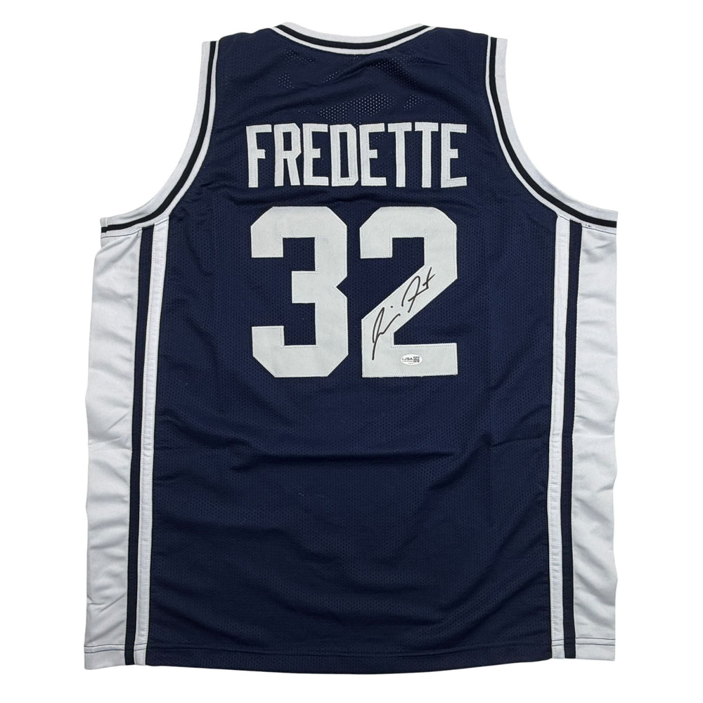 Autographed/Signed Jimmer Fredette BYU Blue College Basketball Jersey JSA COA (ONLINE ORDER ONLY)