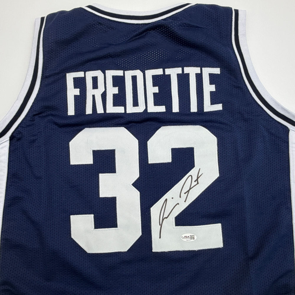 Autographed/Signed Jimmer Fredette BYU Blue College Basketball Jersey JSA COA (ONLINE ORDER ONLY)