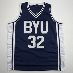 Autographed/Signed Jimmer Fredette BYU Blue College Basketball Jersey JSA COA (ONLINE ORDER ONLY)